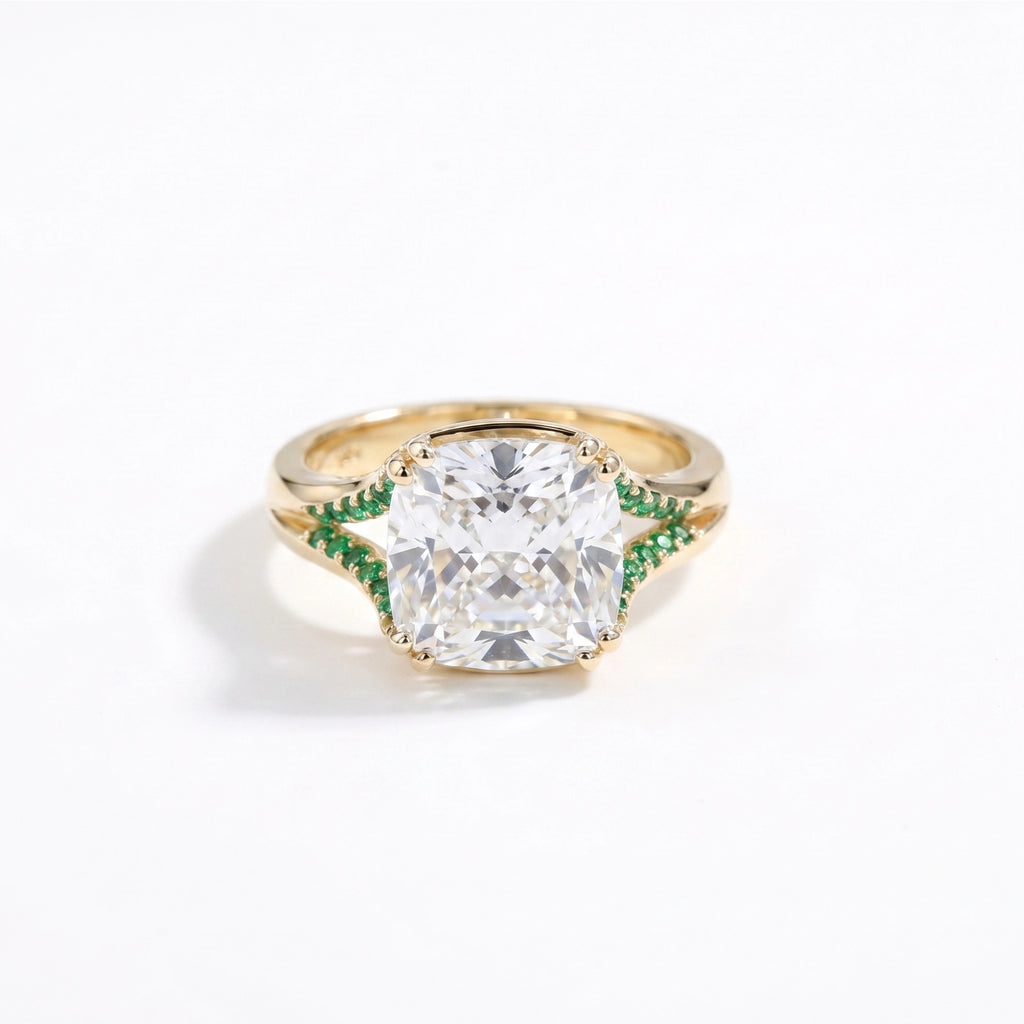 Gold Split Shank Cushion Ring