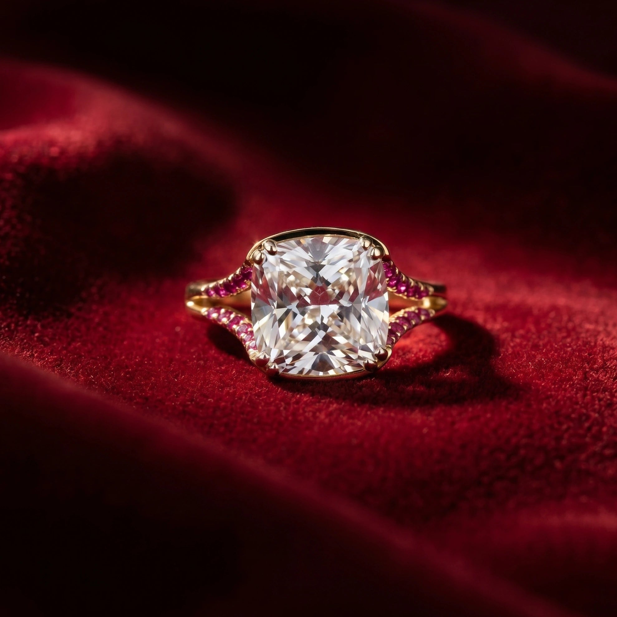 Gold Ruby Split Shank Ring