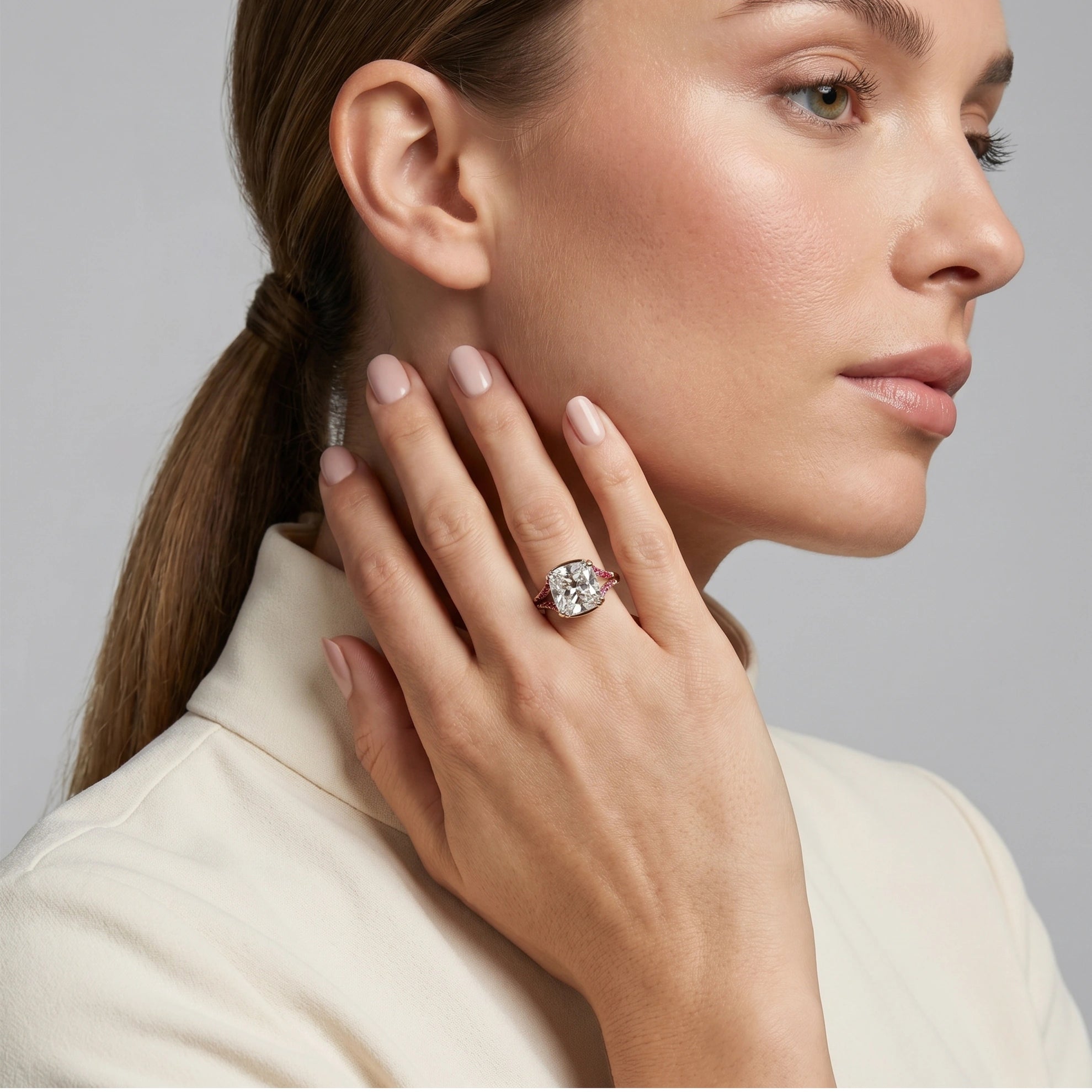 Gold Ruby Split Shank Ring