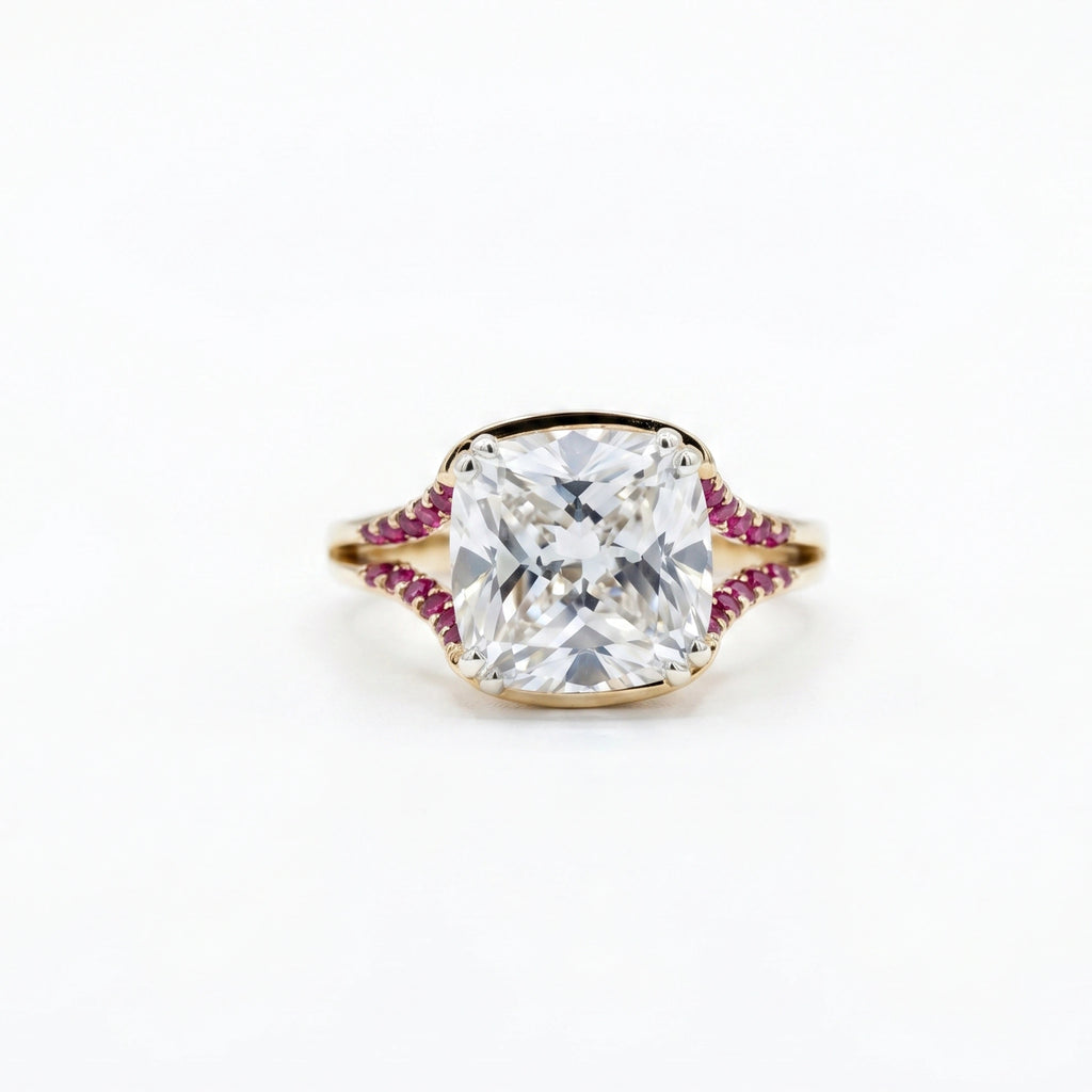 Gold Ruby Split Shank Ring