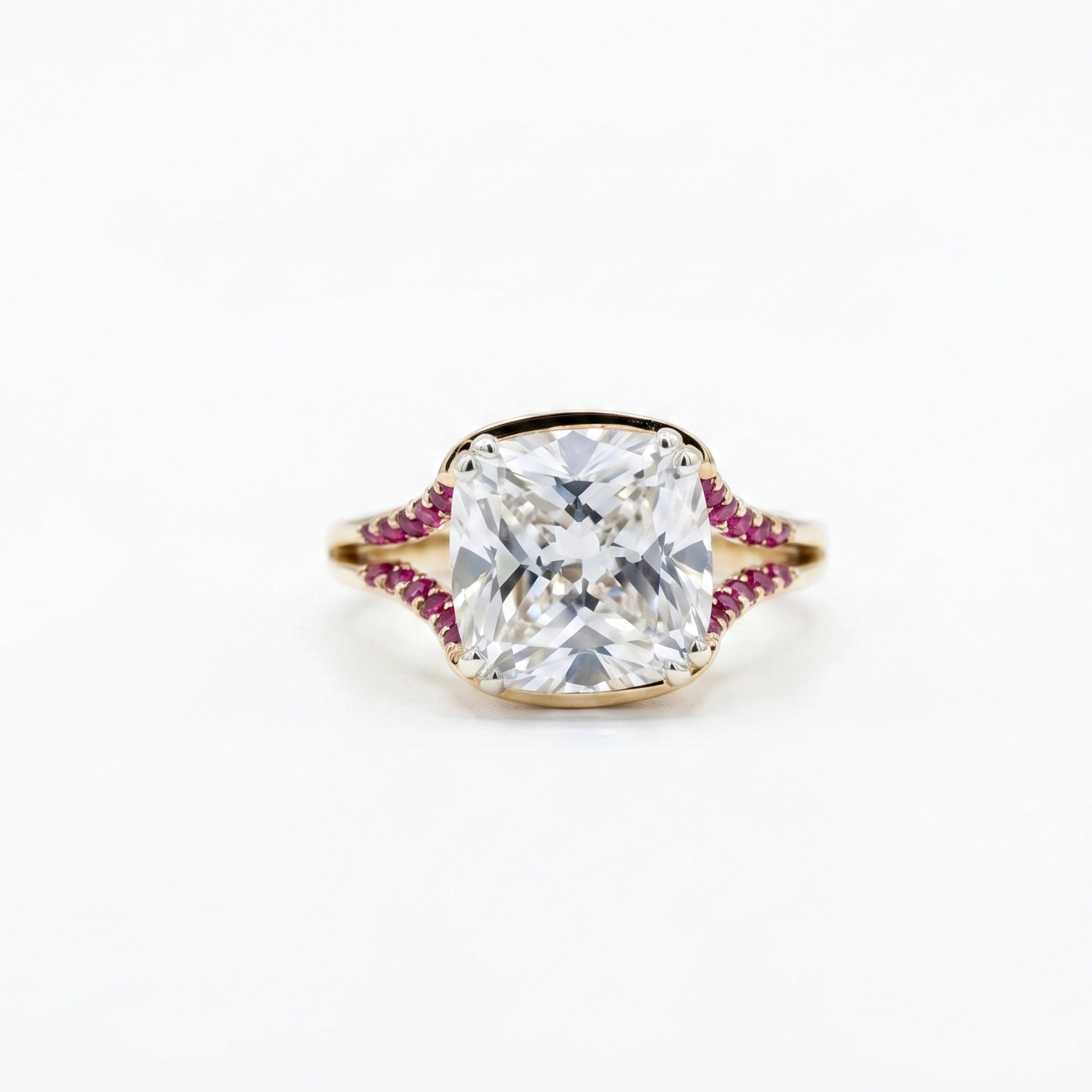 Gold Ruby Split Shank Ring