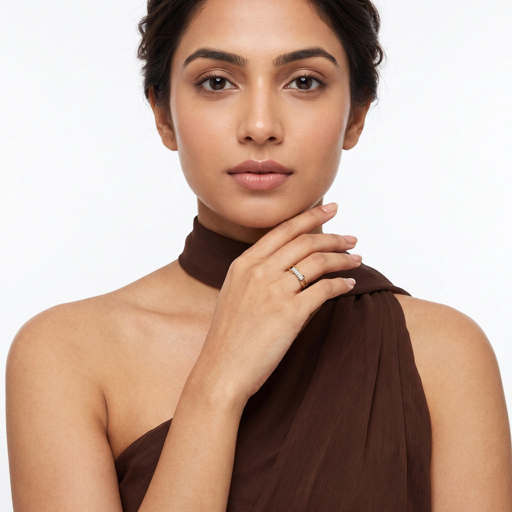Gold Linear Duo Ring