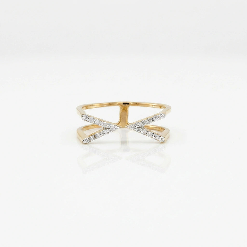 Gold Crossline Spark Ring