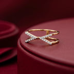 Gold Crossline Spark Ring
