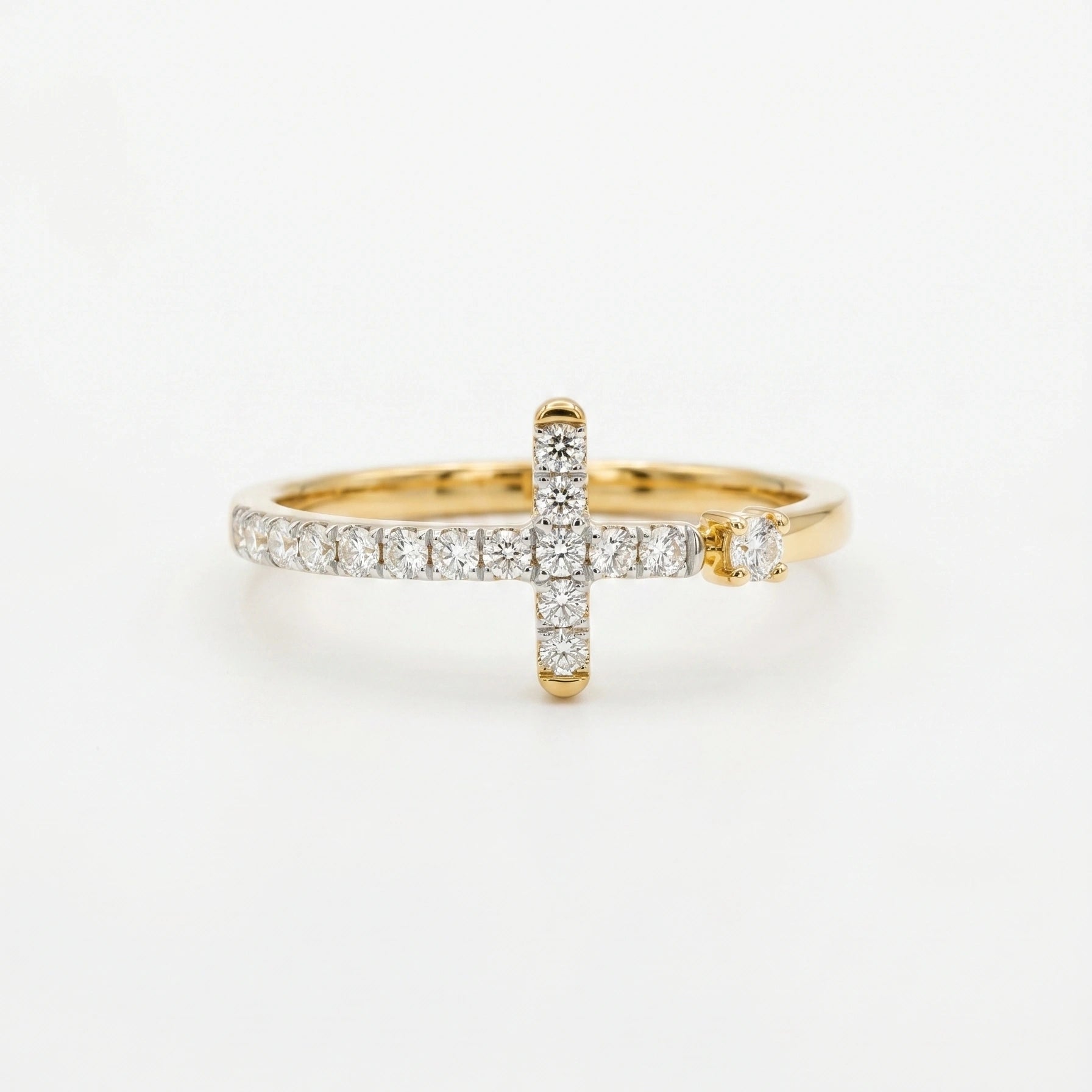 Gold Pavé Cross Ring