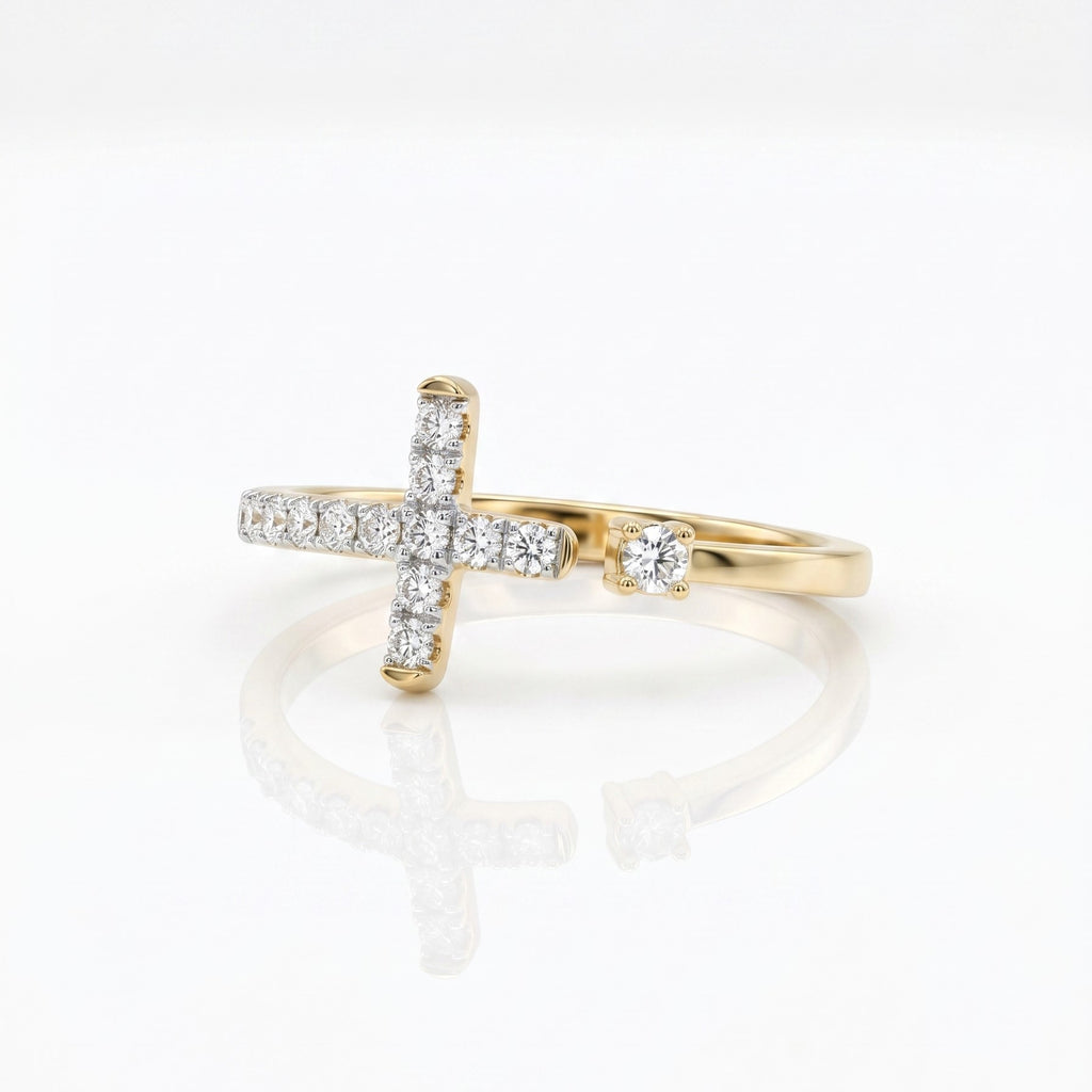 Gold Pavé Cross Ring