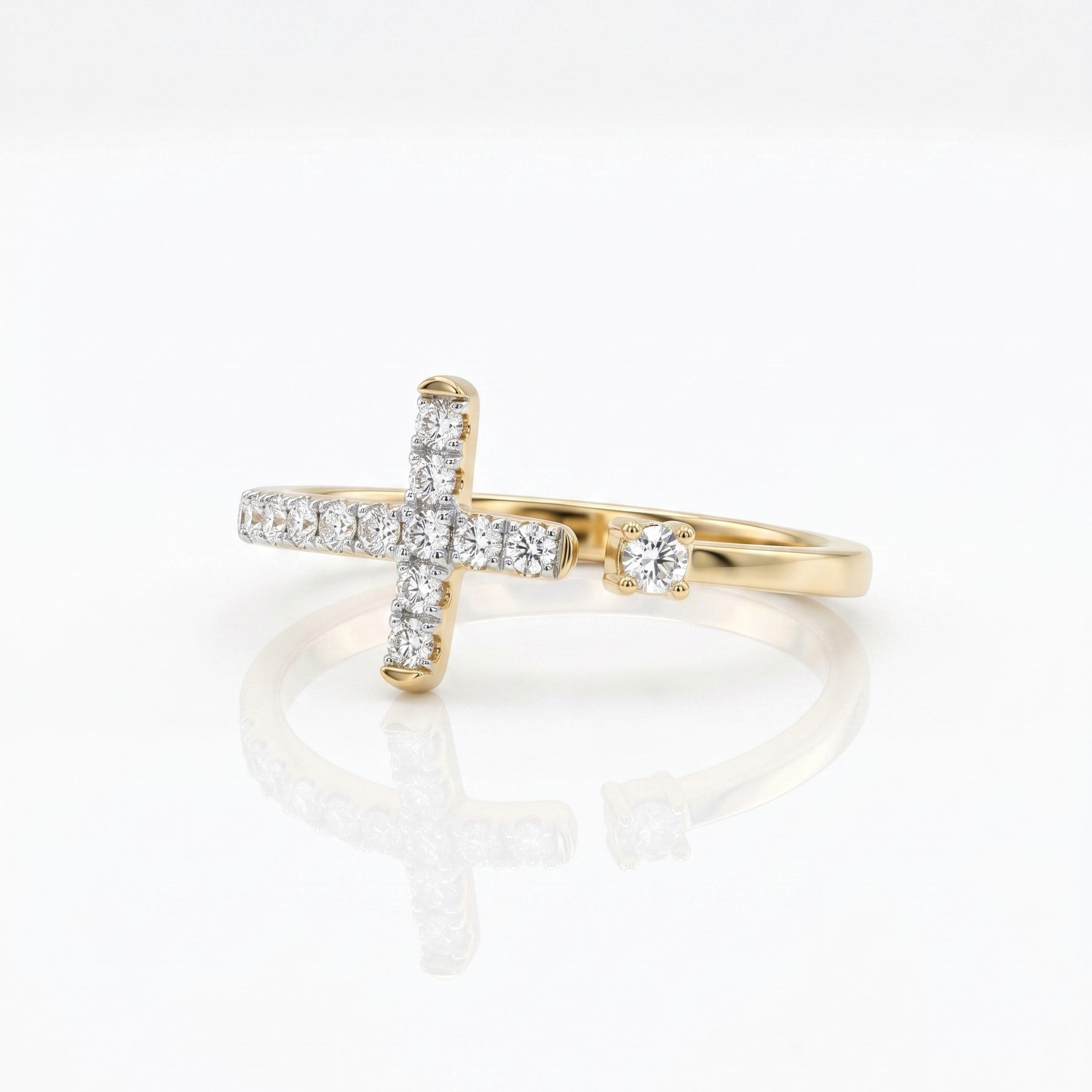 Gold Pavé Cross Ring