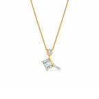 Gold Offset Emerald CZ Drop Pendant