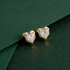 Gold Heart Frame Stud Earrings