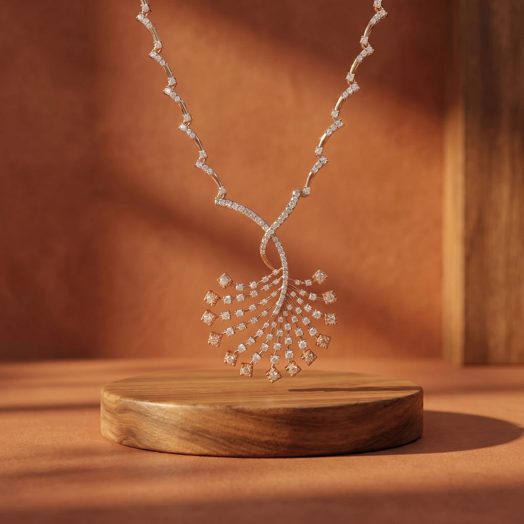 Rose Gold Radiant Fan Necklace