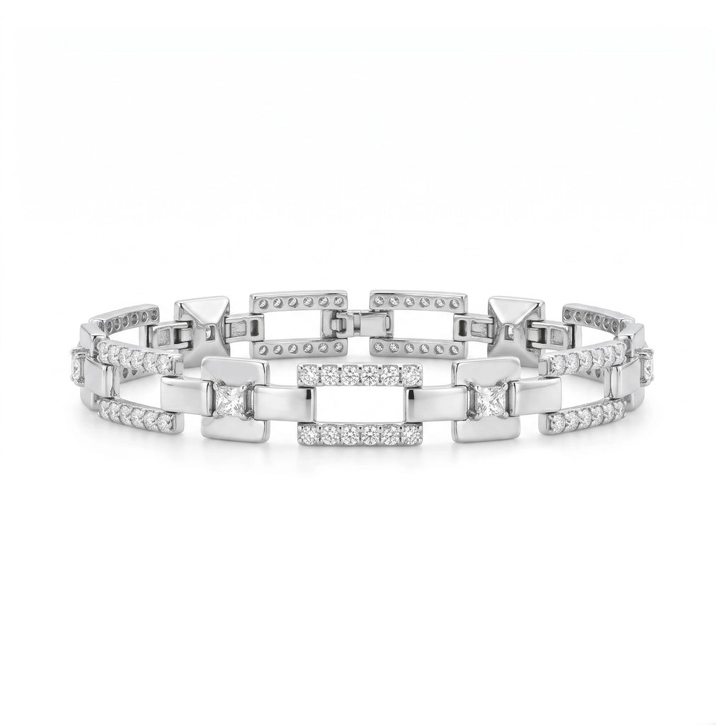 Silver Geometric Link Bracelet