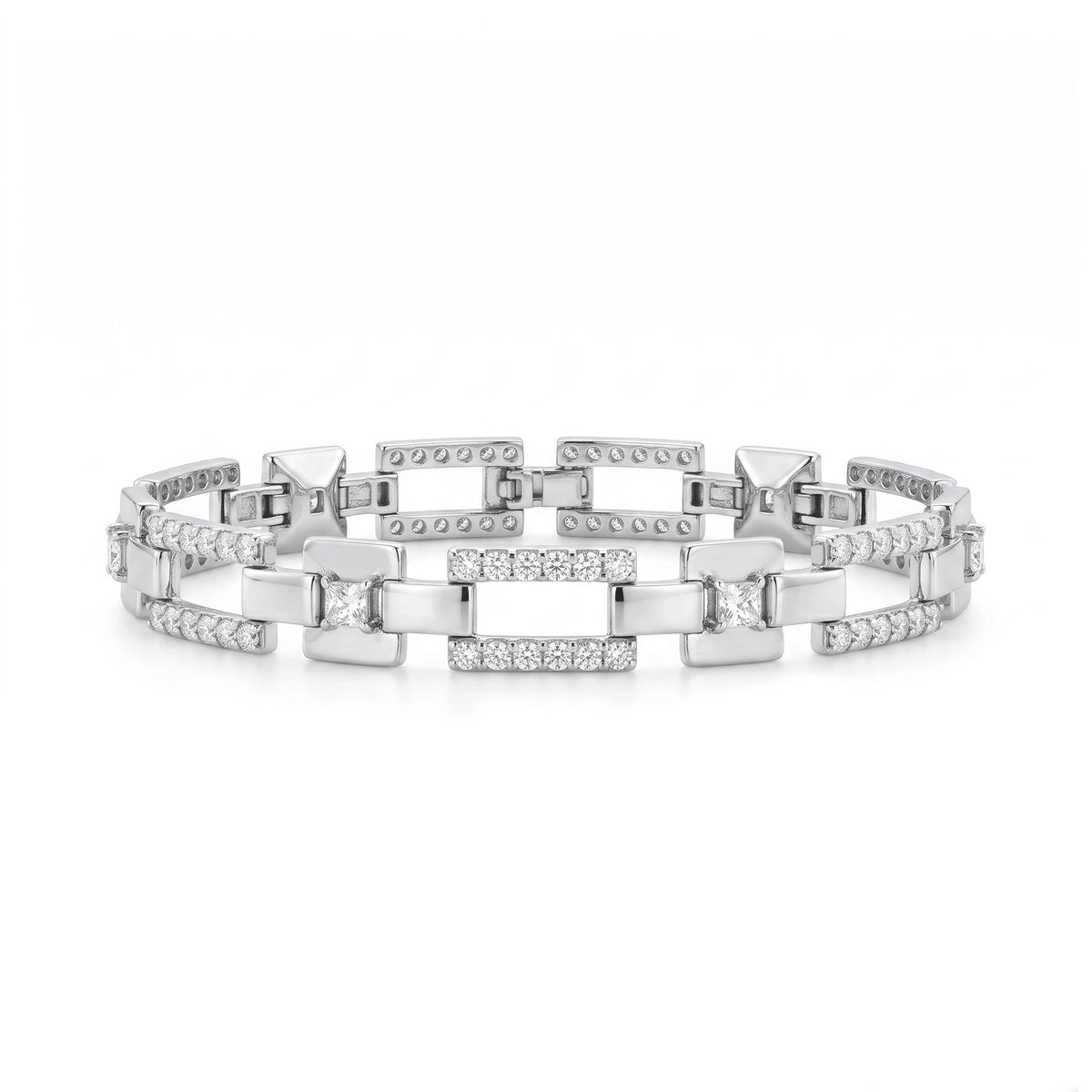 Silver Geometric Link Bracelet