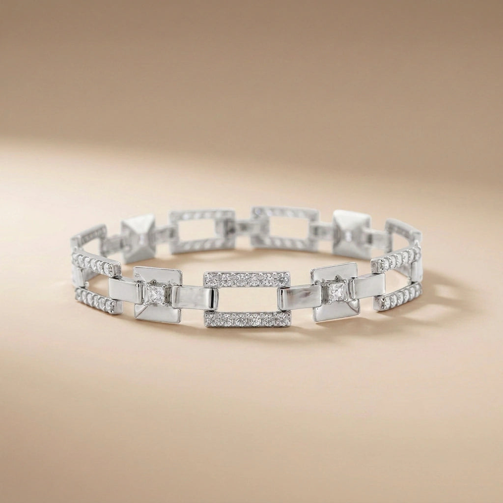 Silver Geometric Link Bracelet