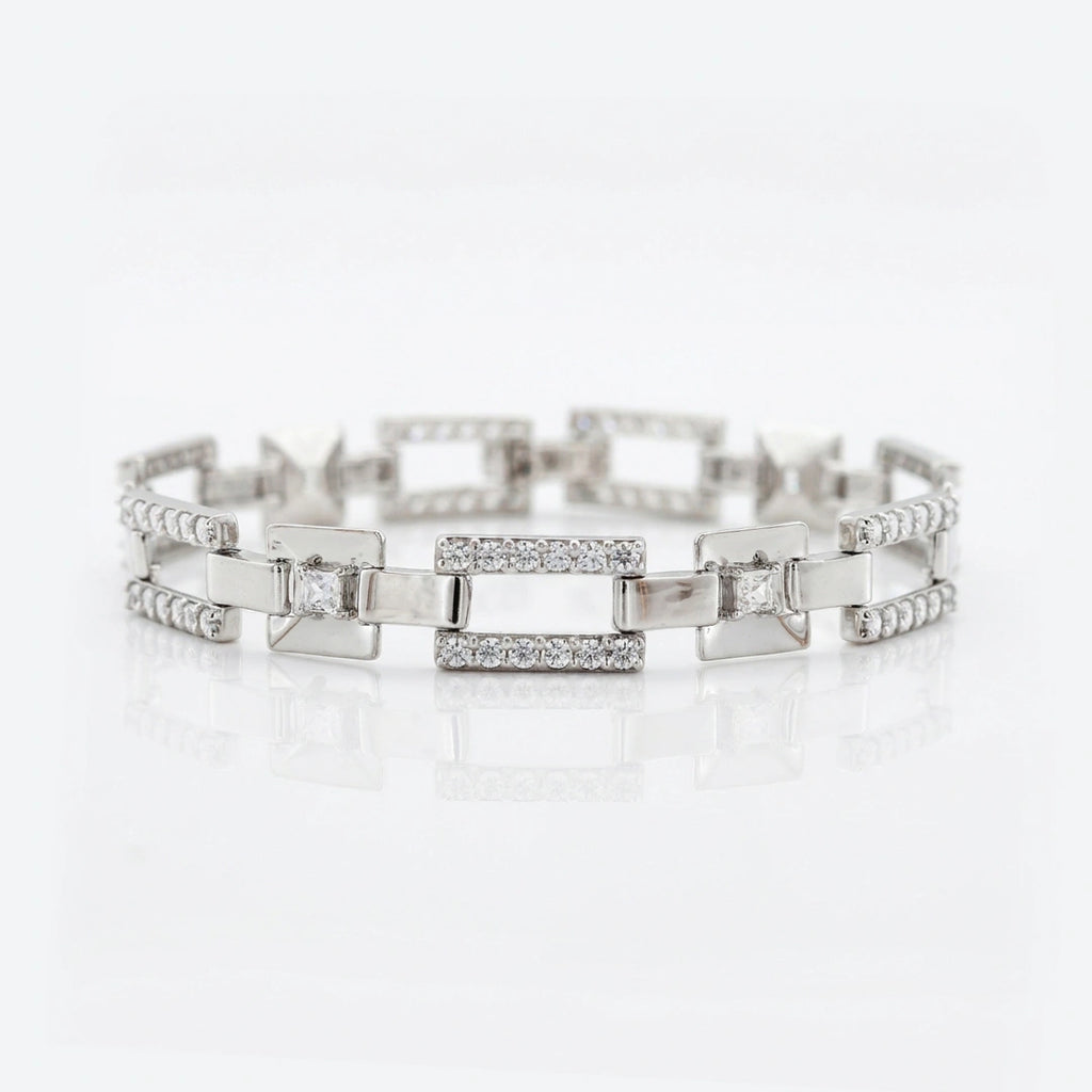 Silver Geometric Link Bracelet