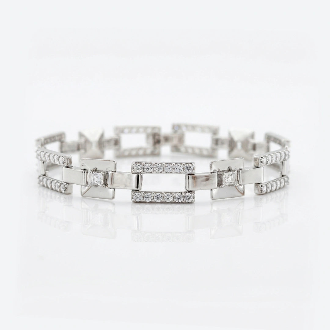 Silver Geometric Link Bracelet