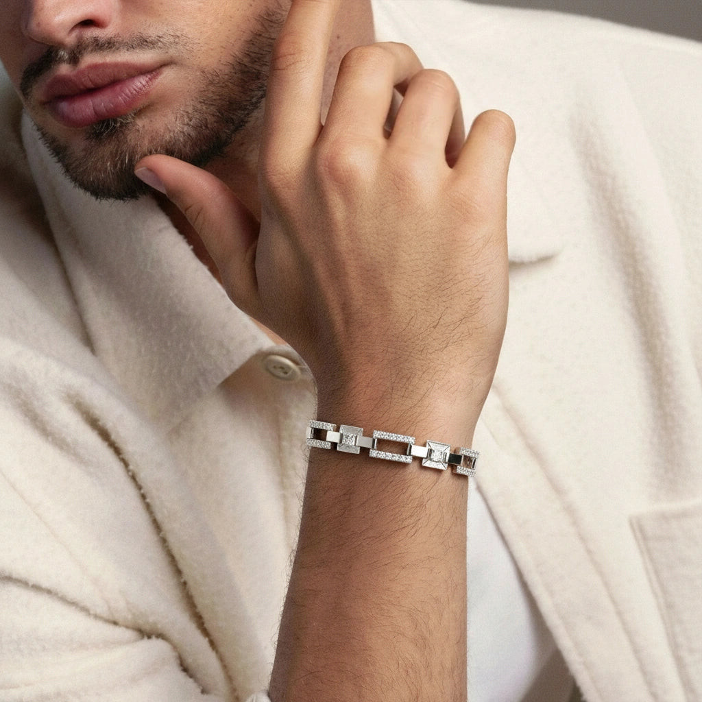 Silver Geometric Link Bracelet