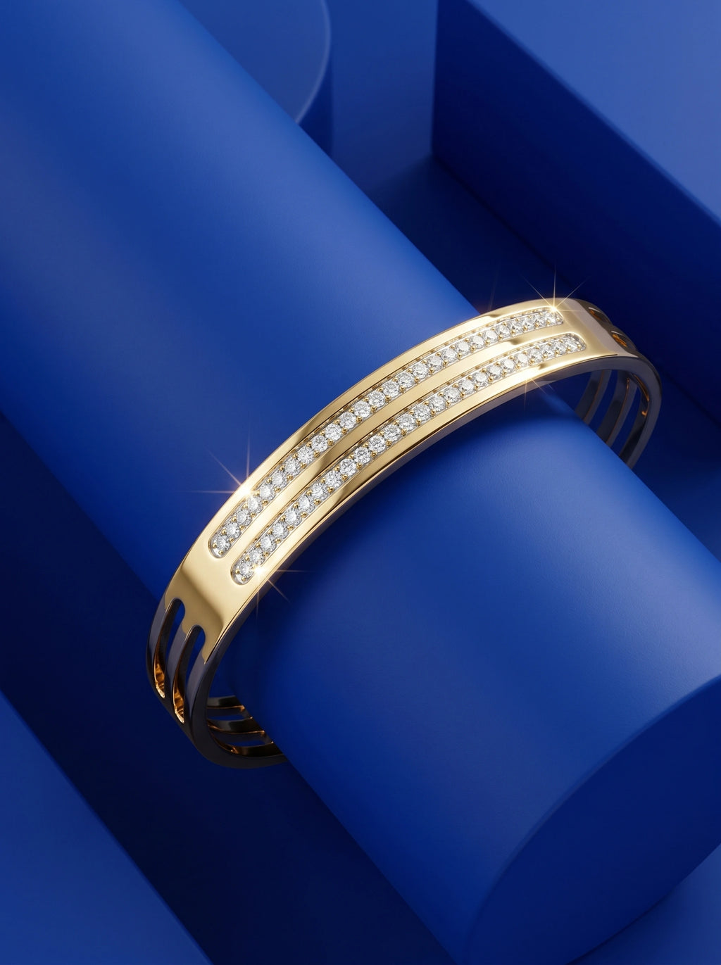 Gold Twin Line Cuff Bracelet