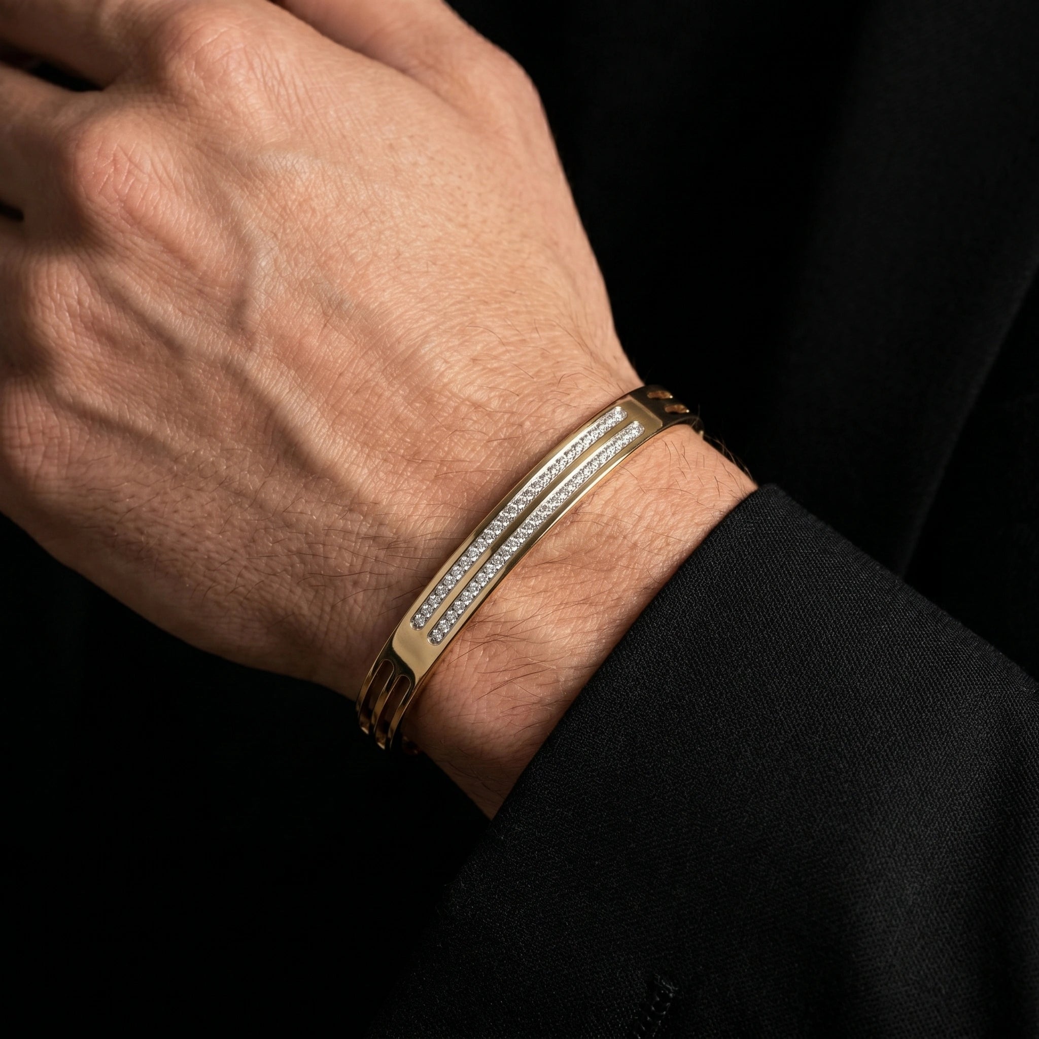 Gold Twin Line Cuff Bracelet