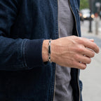 Silver Black Bar Link Bracelet