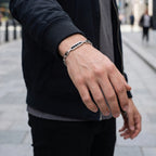 Silver Black Bar Link Bracelet