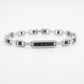 Silver Black Bar Link Bracelet