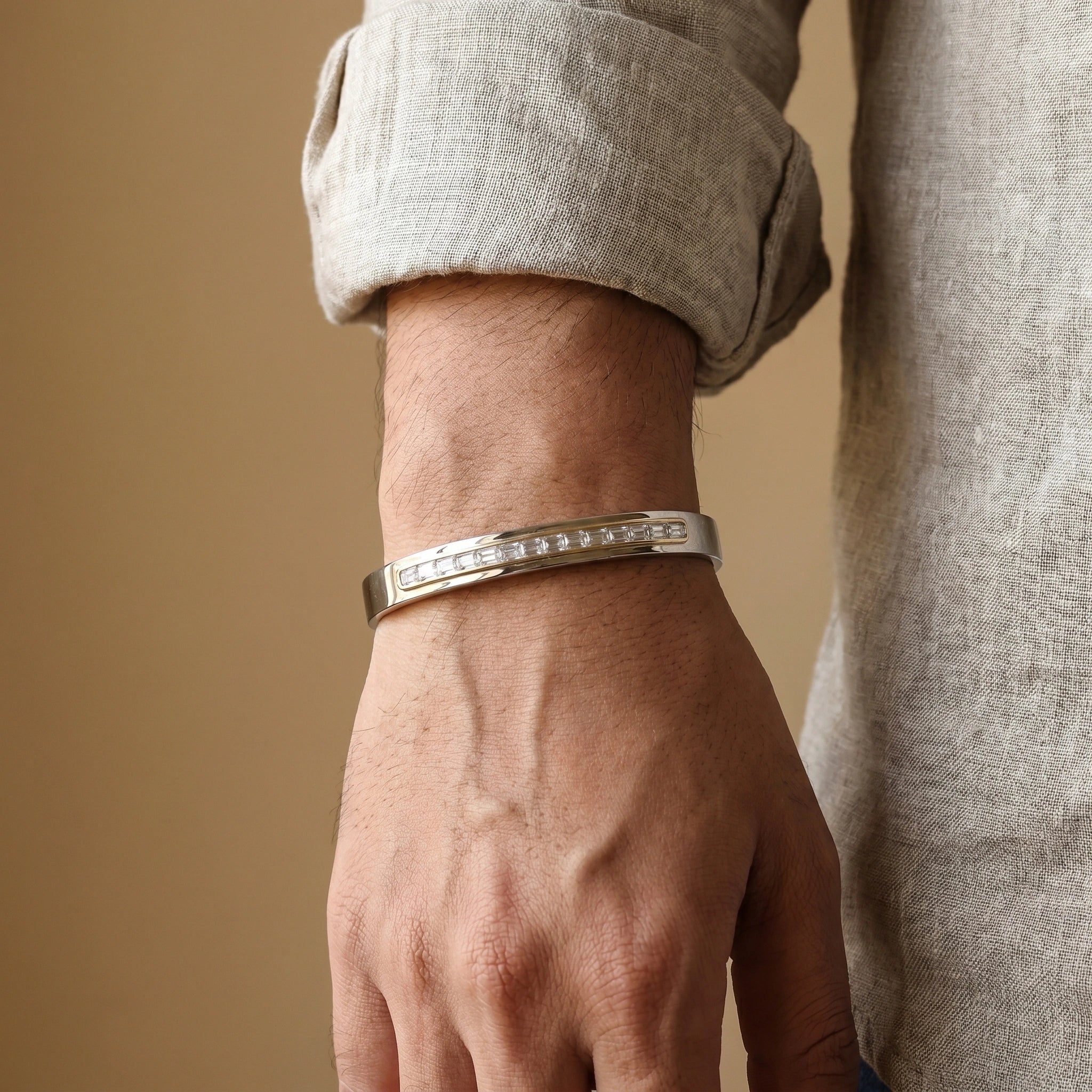 Silver Baguette Bar Bracelet