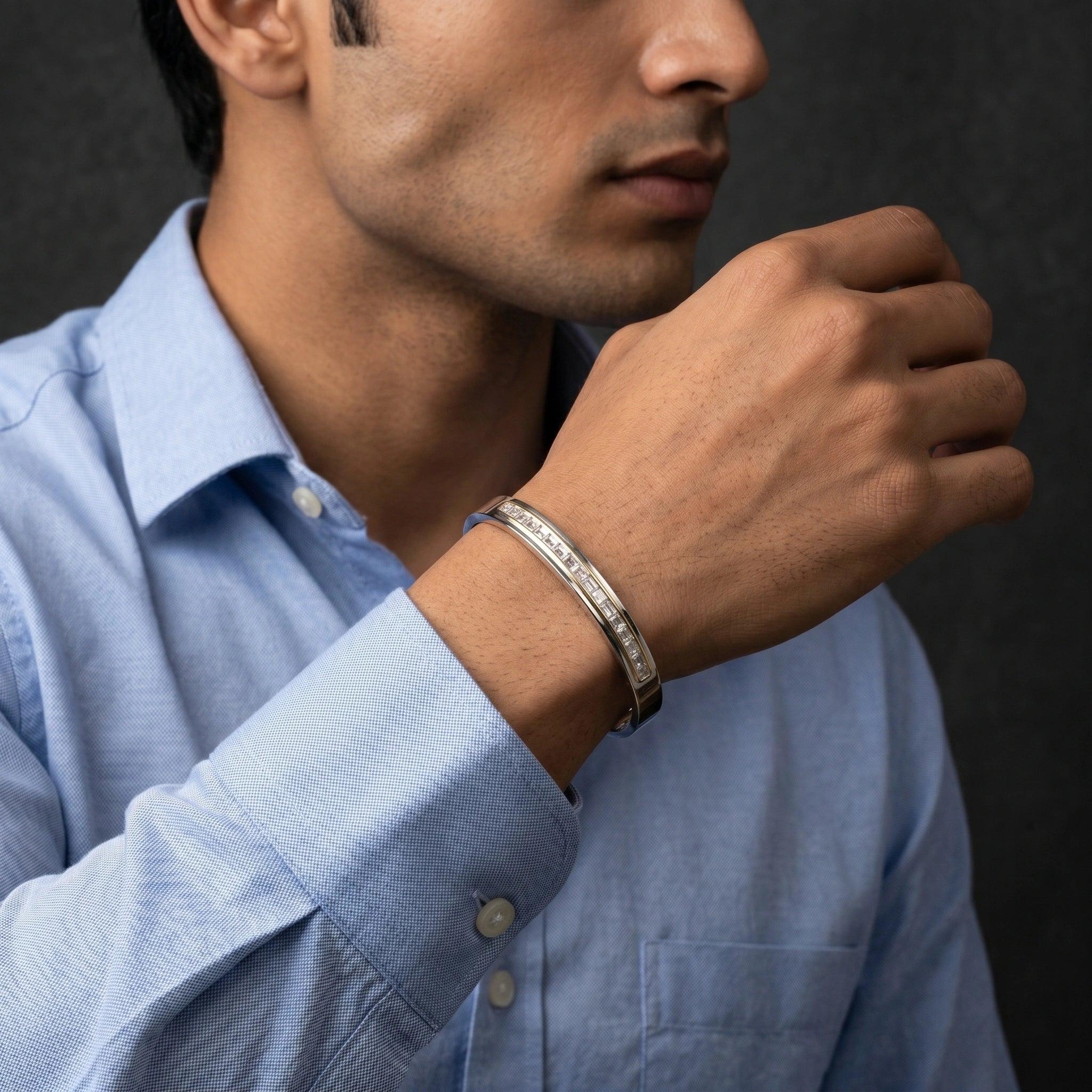 Silver Baguette Bar Bracelet