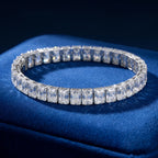 Silver Emerald Cut Tennis Bracelet