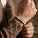 Silver Emerald Cut Tennis Bracelet