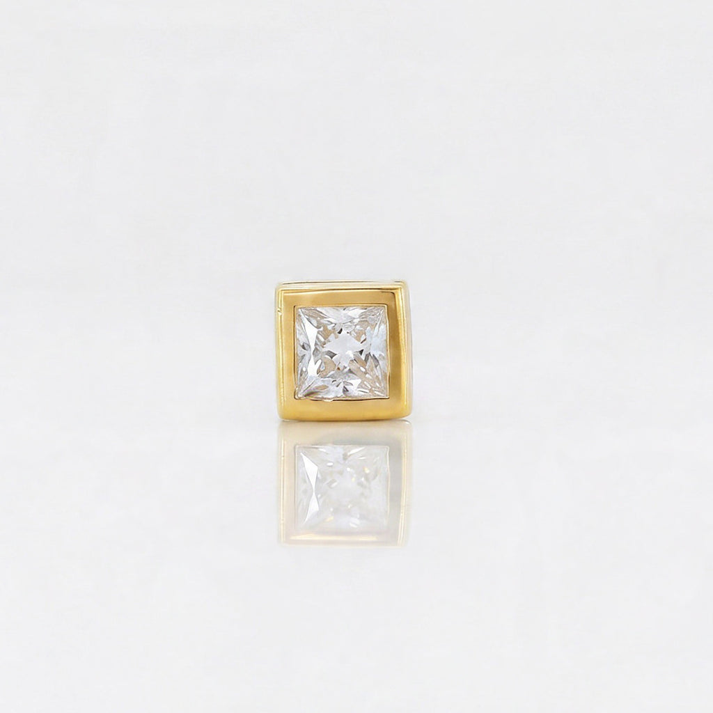 Gold Square Frame Stud Earrings