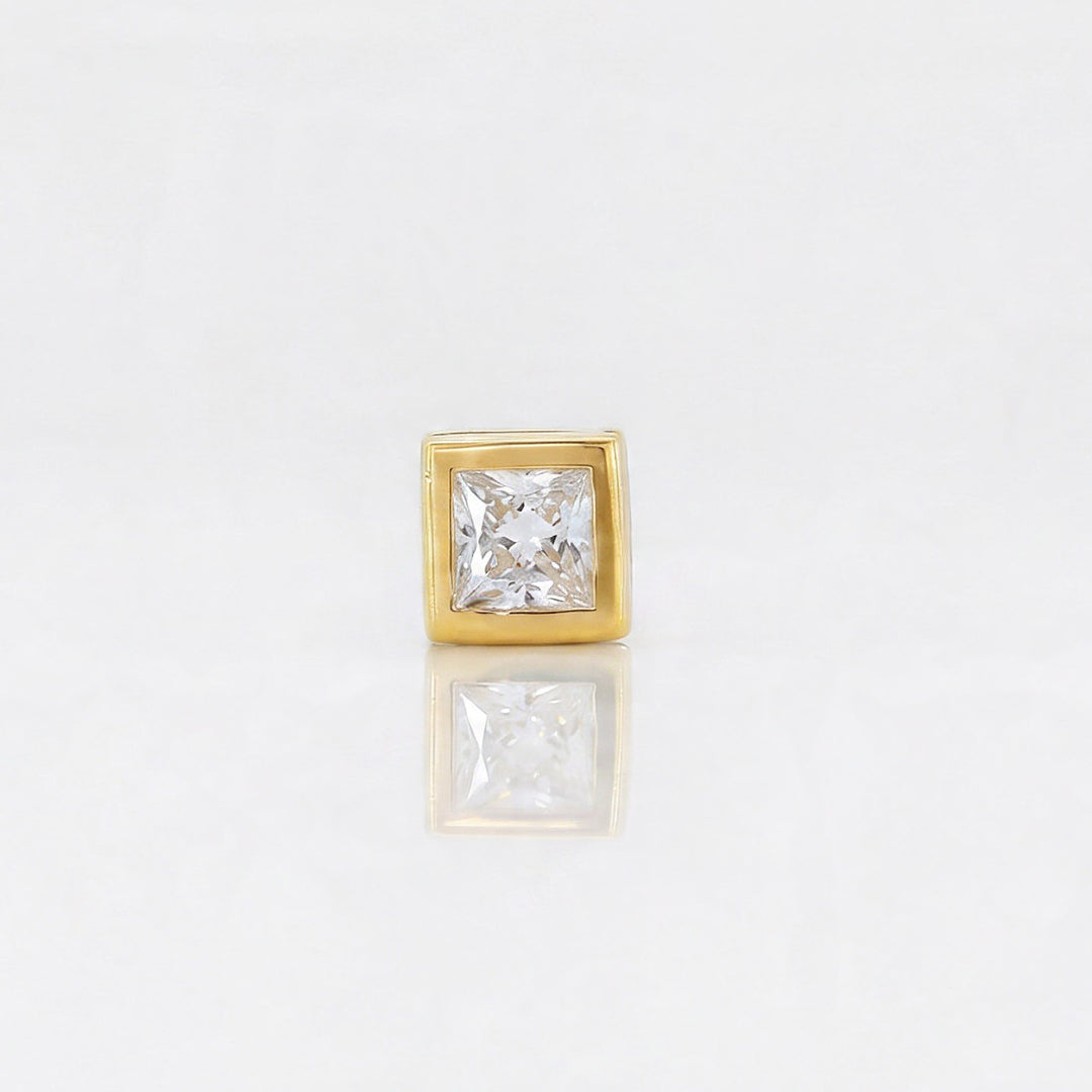 Gold Square Frame Stud Earrings