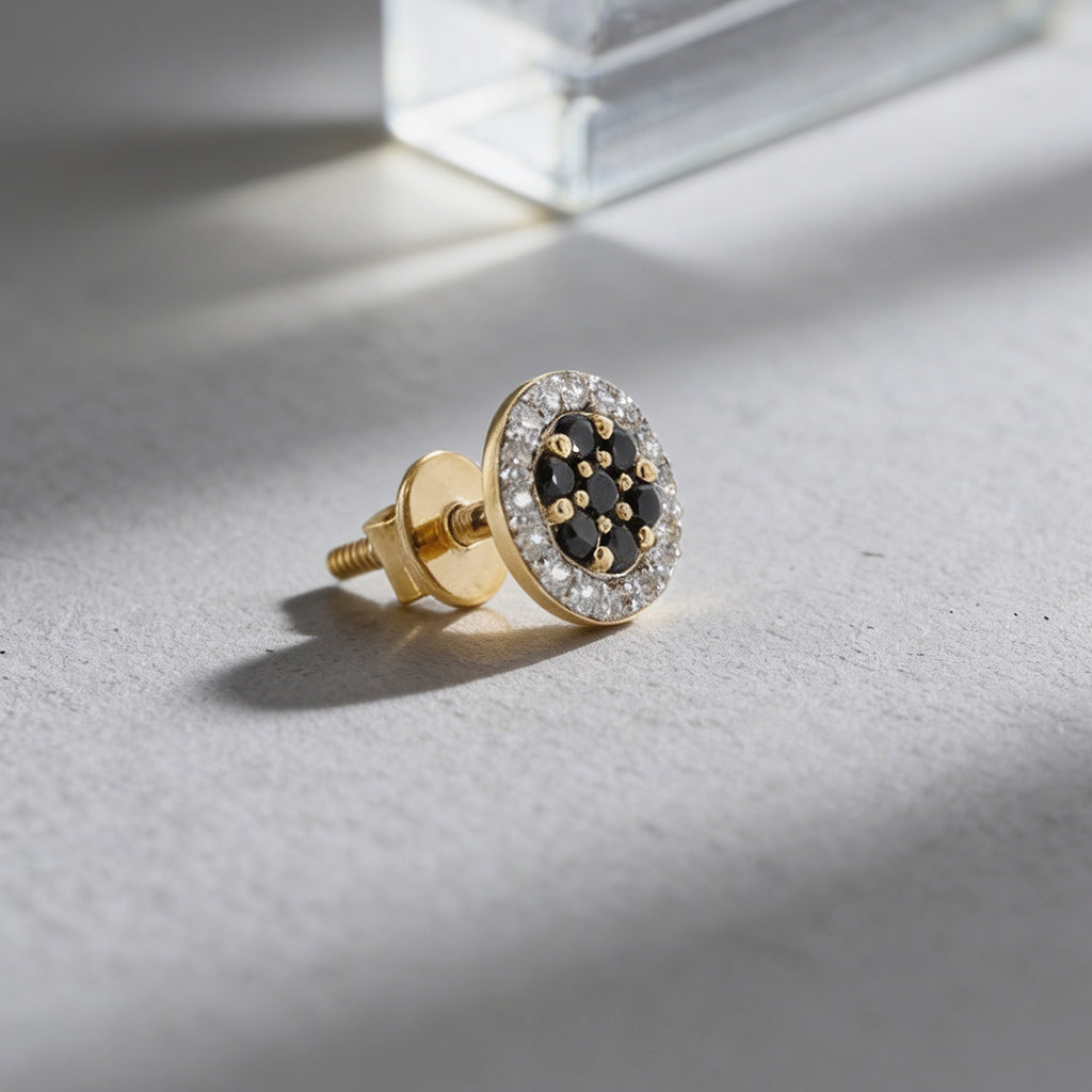 Gold Noir Halo Stud