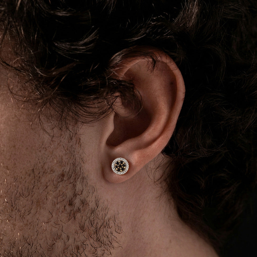 Gold Noir Halo Stud