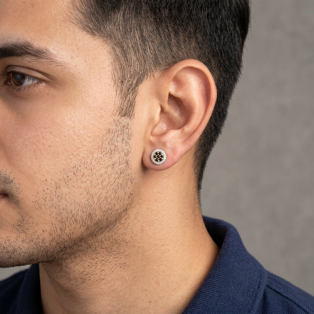 Gold Noir Halo Stud