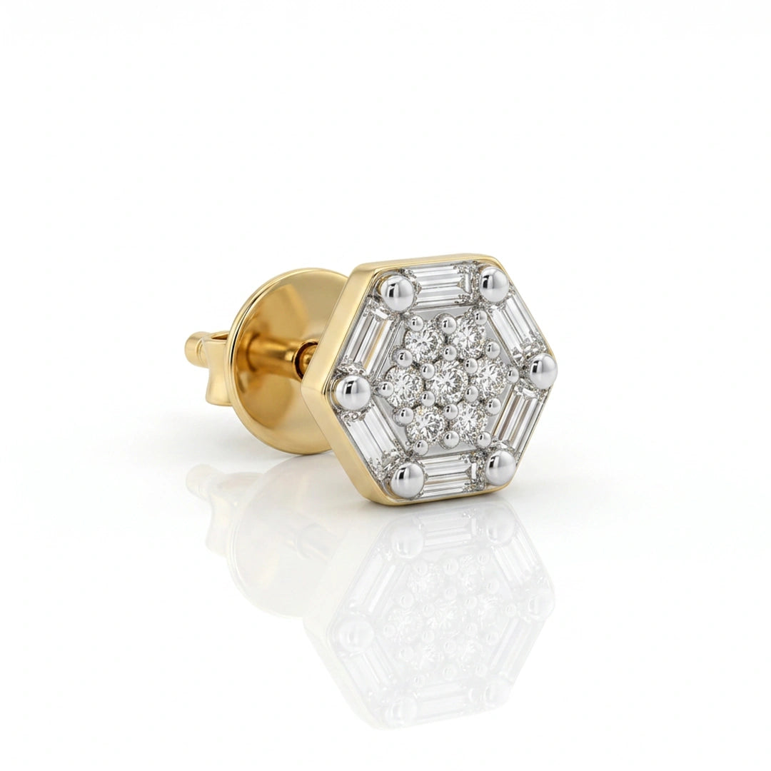 Gold Hexa Cluster Stud