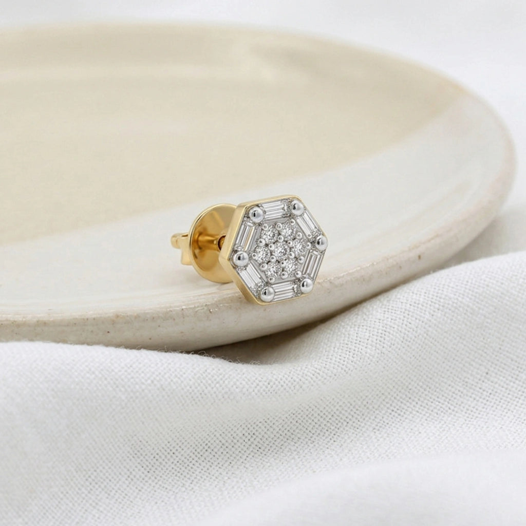 Gold Hexa Cluster Stud