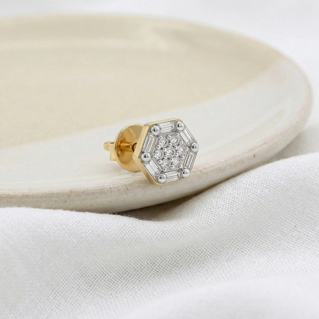 Gold Hexa Cluster Stud
