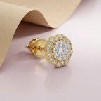 Gold Octagon Halo Stud Earrings