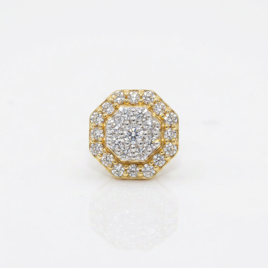 Gold Octagon Halo Stud Earrings