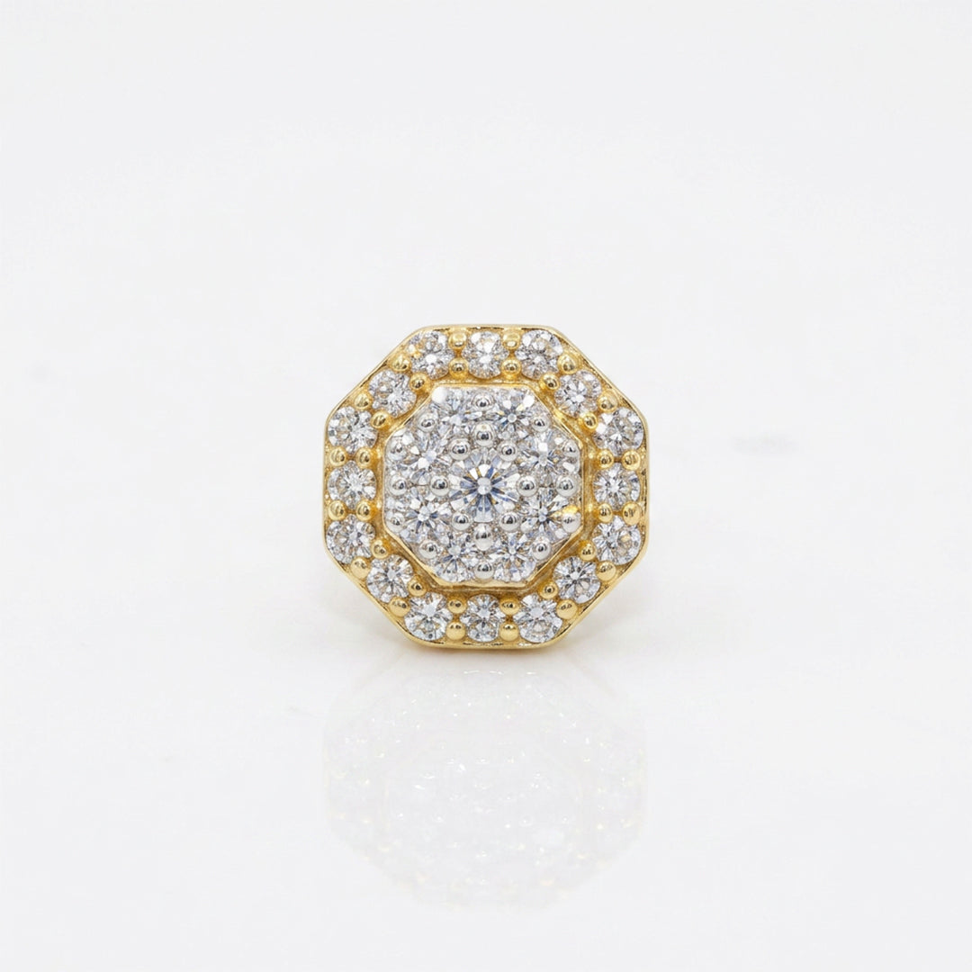 Gold Octagon Halo Stud Earrings