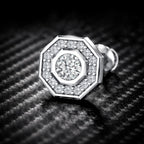 Silver Geometric Halo Stud Earrings