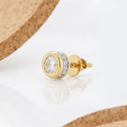 Gold Halo Disc Stud
