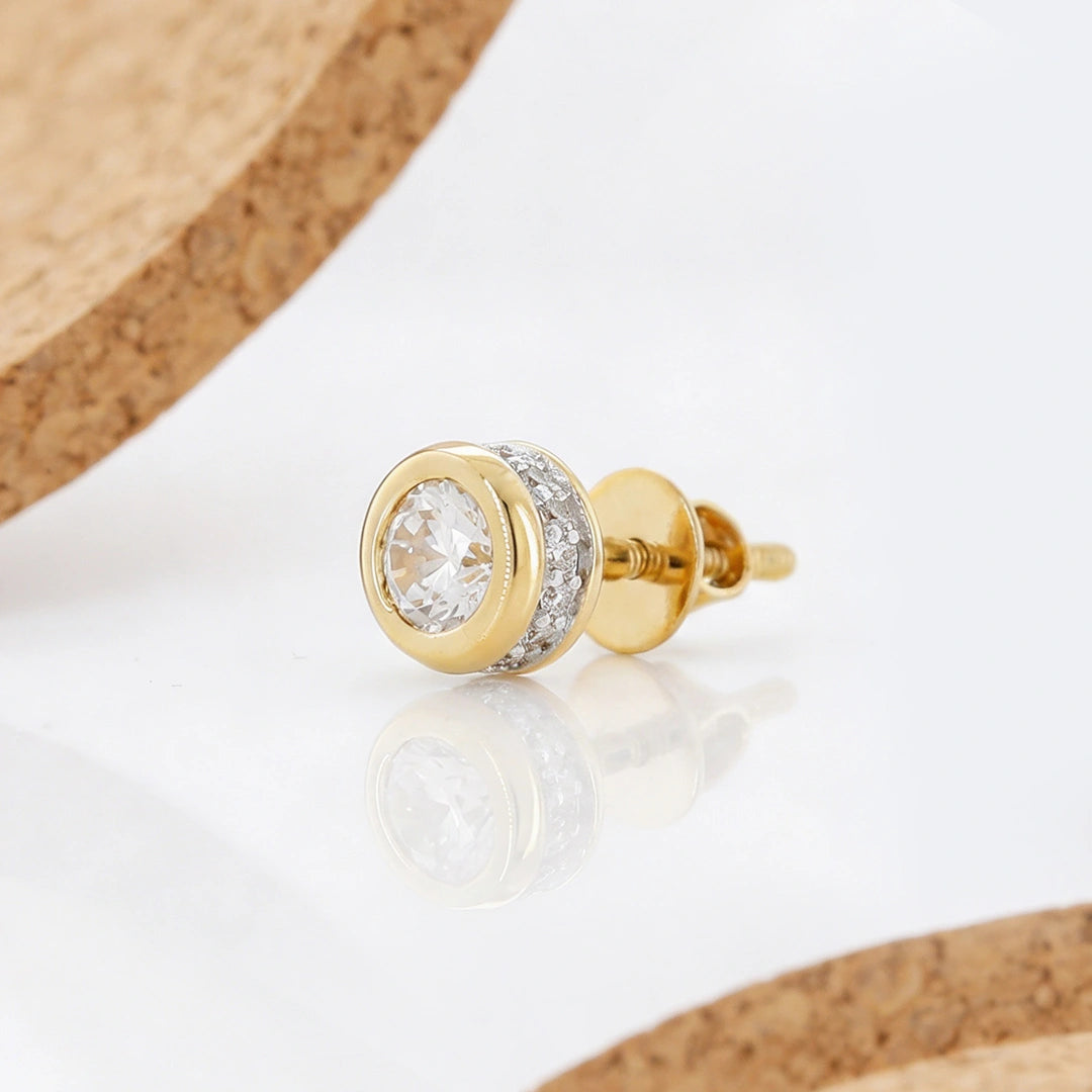 Gold Halo Disc Stud