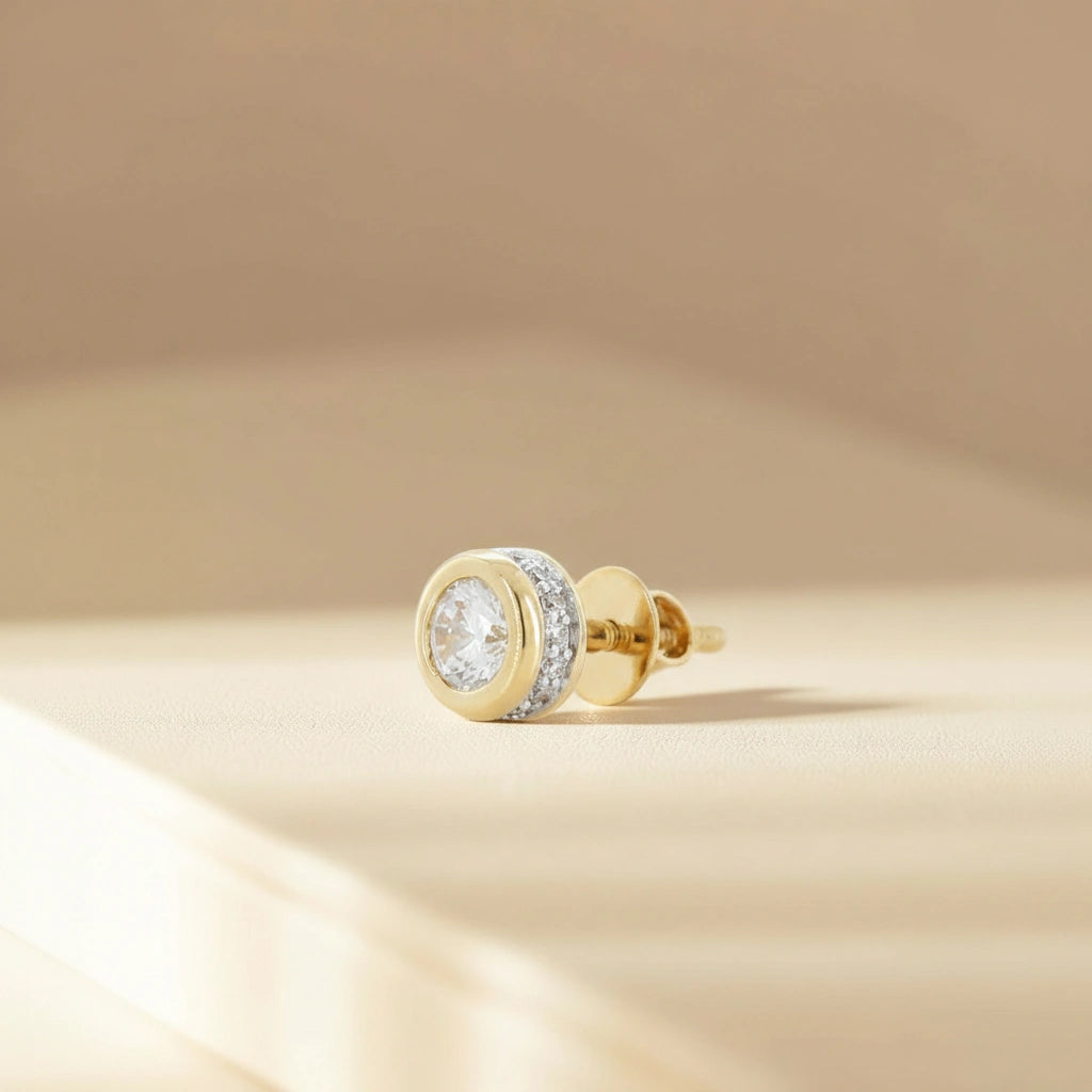 Gold Halo Disc Stud