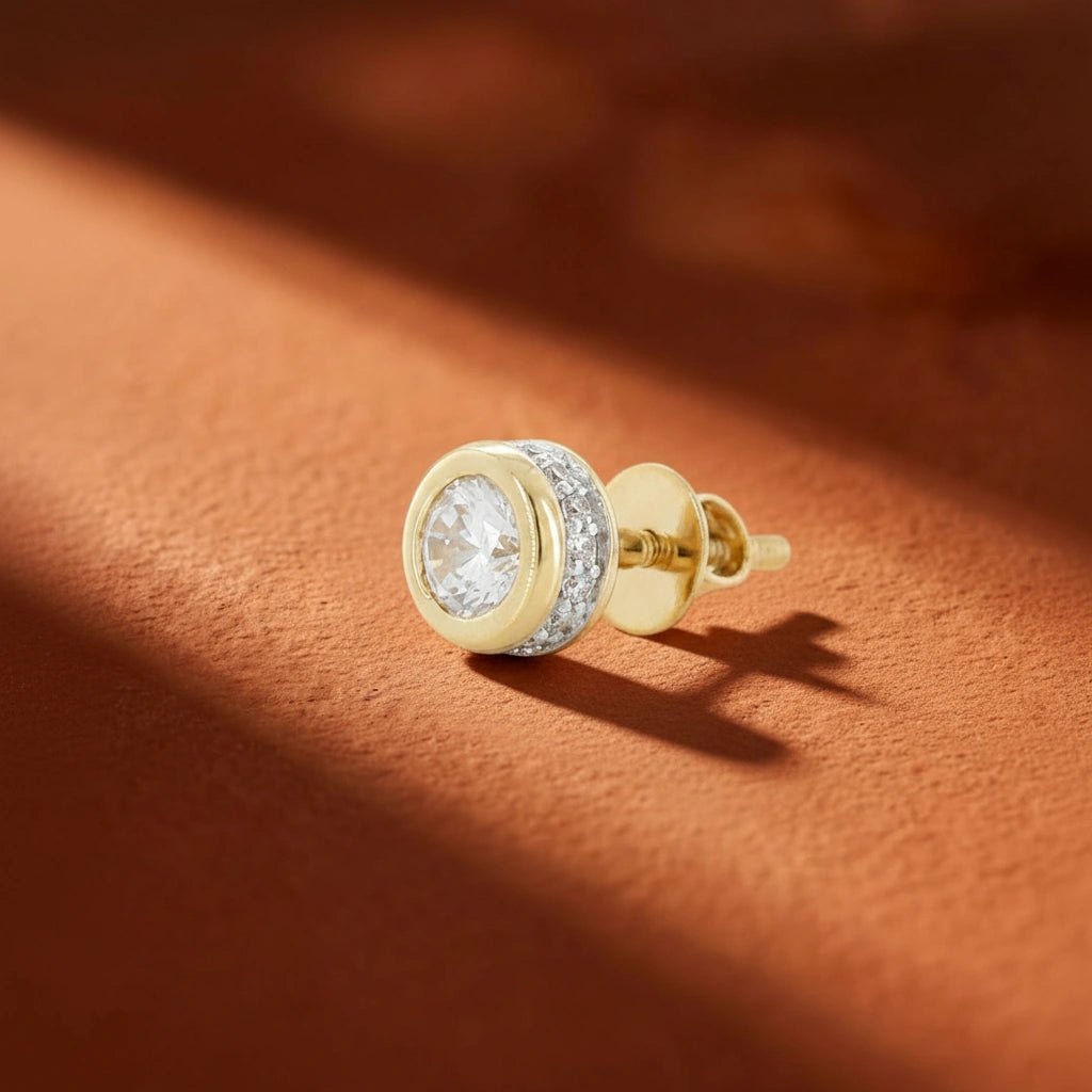 Gold Halo Disc Stud