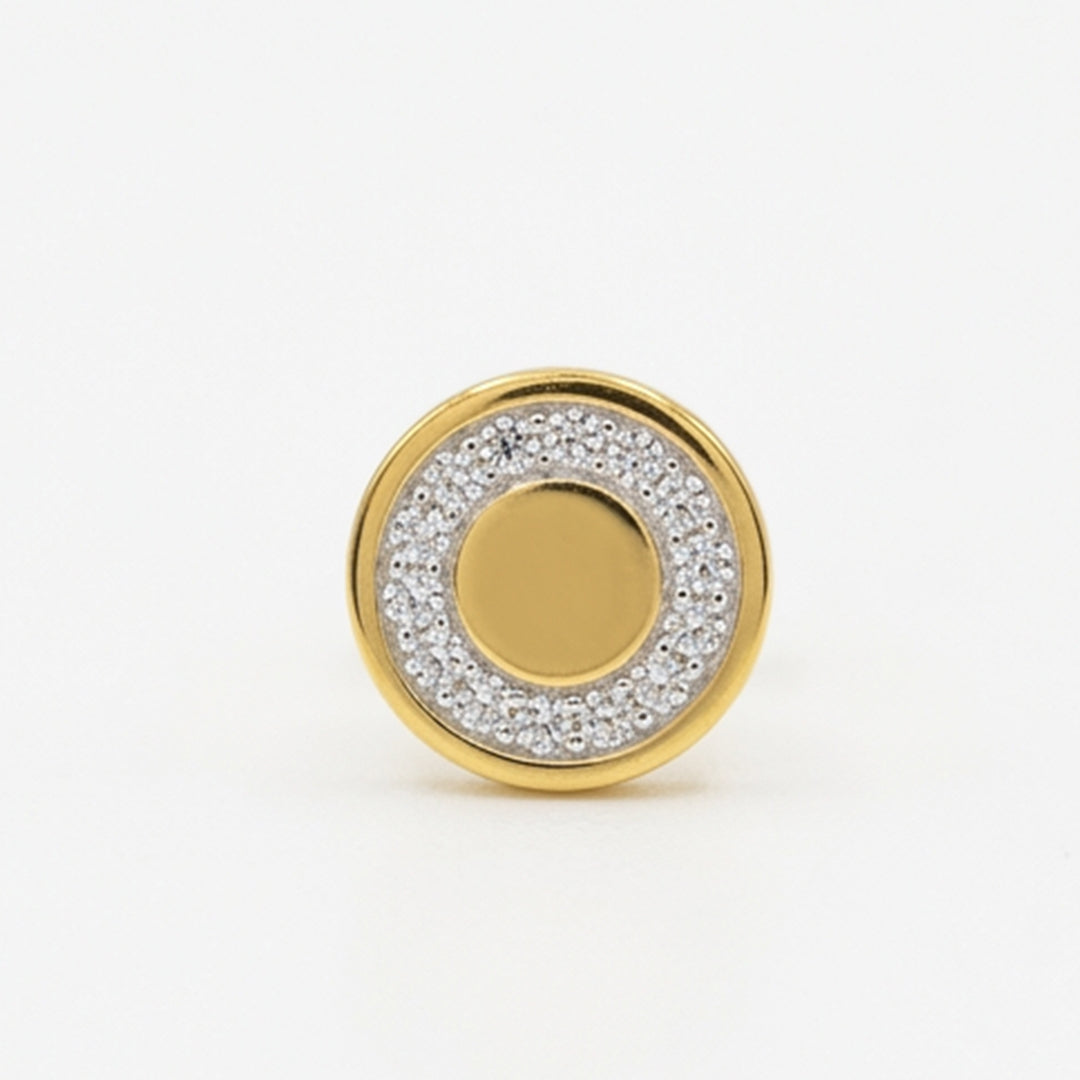 Gold Halo Disc Stud Earrings