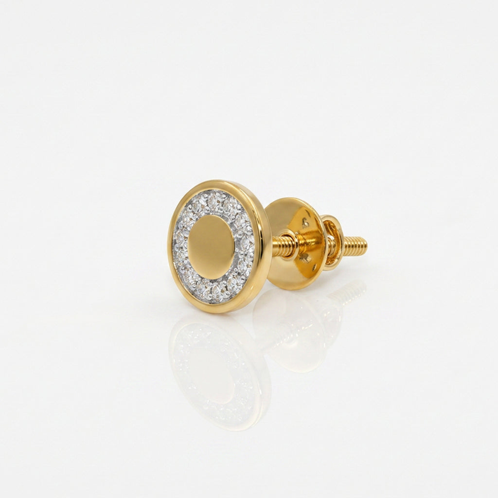 Gold Halo Disc Stud Earrings