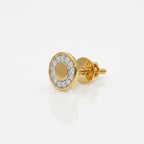 Gold Halo Disc Stud Earrings
