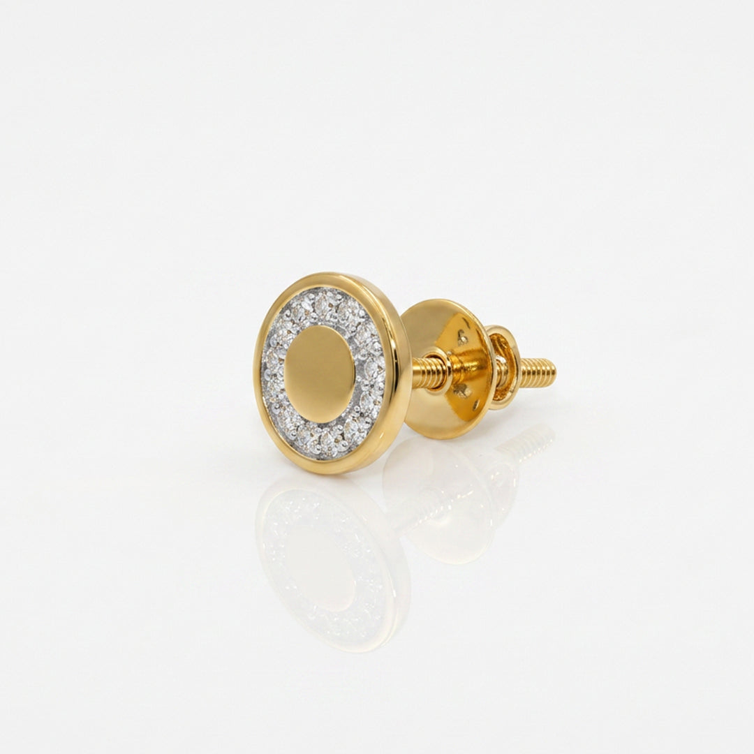 Gold Halo Disc Stud Earrings