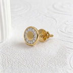 Gold Halo Disc Stud Earrings